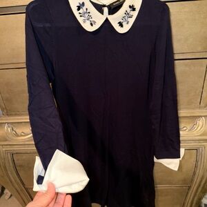 Ivanka Trump Navy Dress with Floral Embroidery